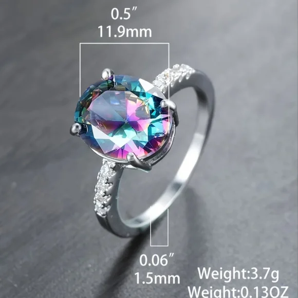 🎀925 Gradient Mystic Topaz Diamond Accent Ring - Picture 3 of 6